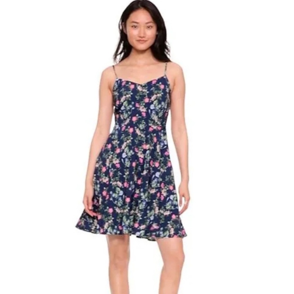 Old Navy rayon floral print smocked back spaghetti strap fit & flare cami dress